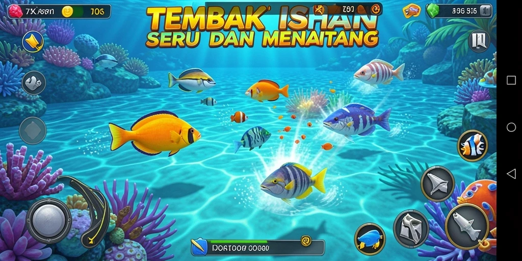 Tampilan gameplay seru saat berburu ikan di 73K.
