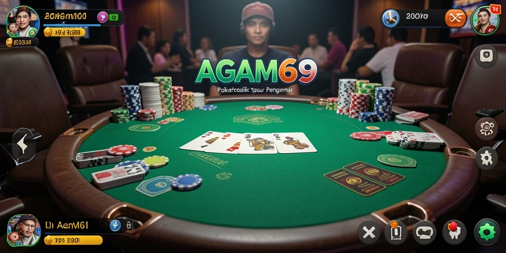 Screenshot AGAM69 menampilkan aksi seru dalam permainan poker.