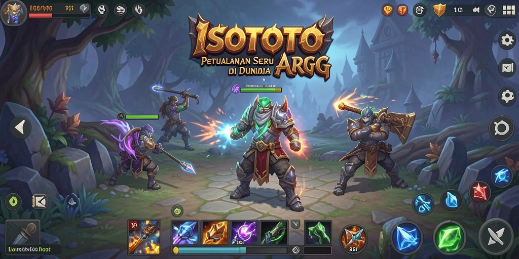 Gameplay seru ISOTOTO dengan para pahlawan melawan monster jahat.